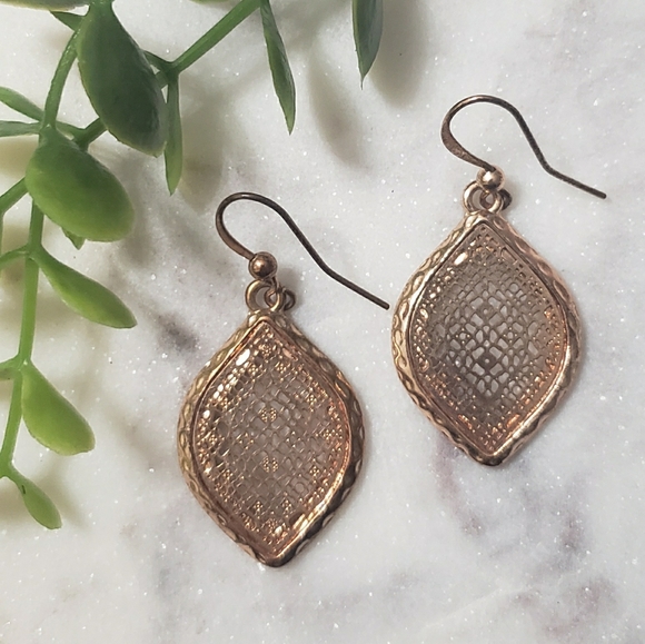 Rose Gold Pendant Earrings - Picture 1 of 1